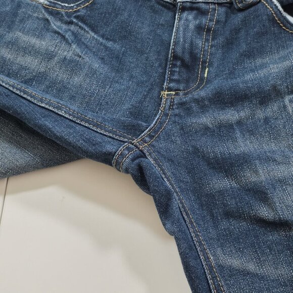 A Vintage HTM Hitomi Jean Mens 29x32 Blue Straigh Leg Japan Distressed Wiskering - Picture 10 of 16